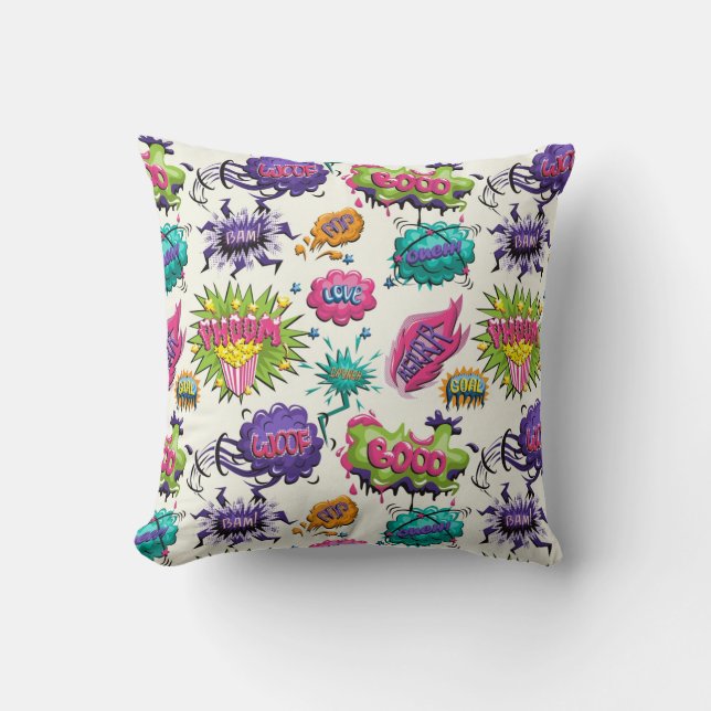Coussin Bulles de bande dessinée amusantes (Recto)