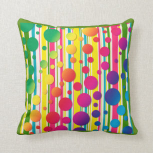 Coussin [Bulles de Beatnik] Polka rétro, point vert rayé