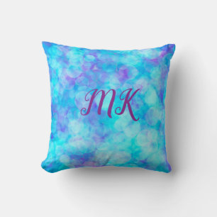 Coussin Bulles de Bokeh bleu et violet