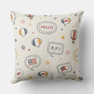 Coussin Bulles de discours Bonjour ludiques Motif transpar
