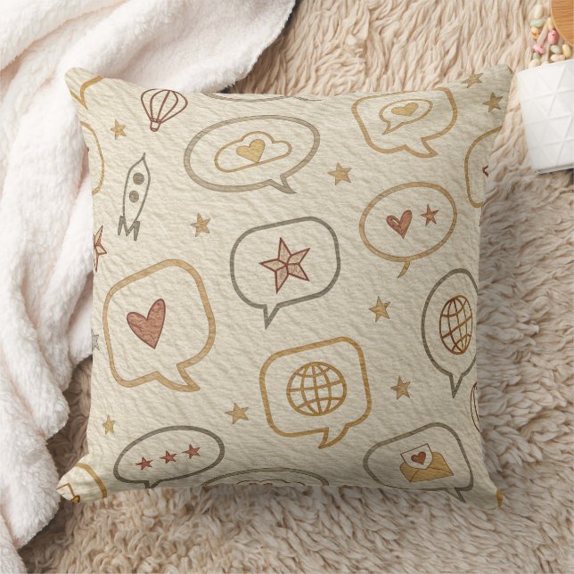 Coussin Bulles de parole rustiques et motif sans couture d (Couverture)