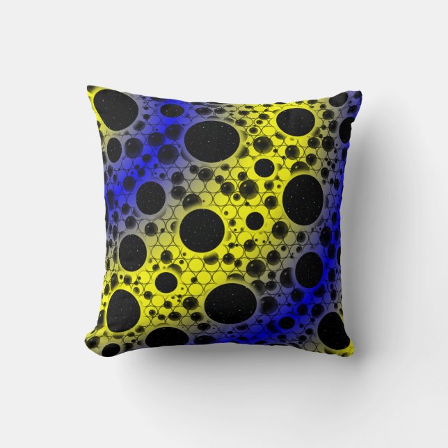 Coussin Bulles d'espace - Taches - Jaune/Bleu (Recto)