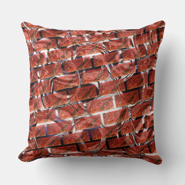 Coussin Bulles rouges sur effet de grille ou de brique ? M (Recto)