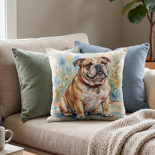 Coussin Bulleton adorable aquarelle (Créateur téléchargé)