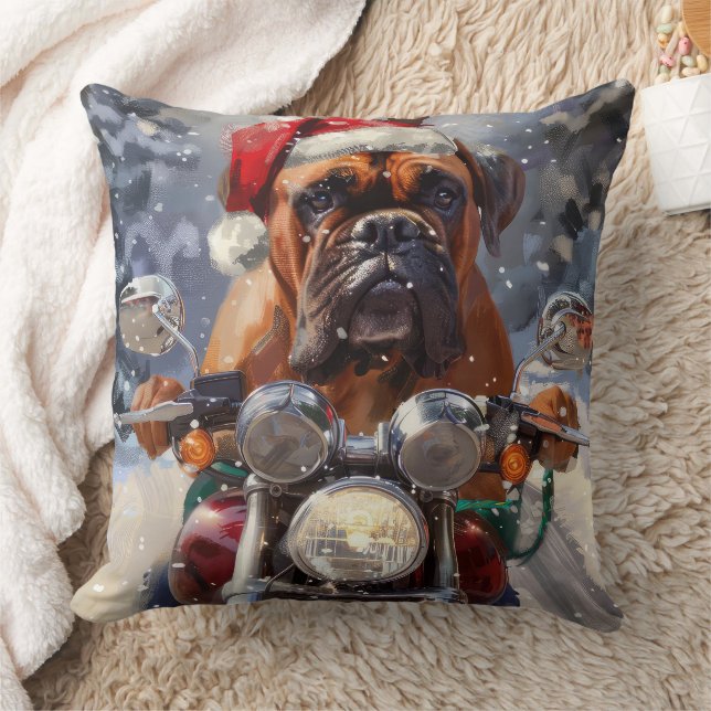 Coussin Bullmastiff Chien équitation Moto Noël (Couverture)
