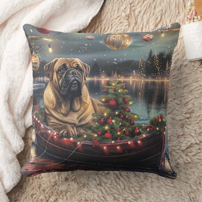 Coussin Bullmastiff Noël Festive Voyage (Couverture)