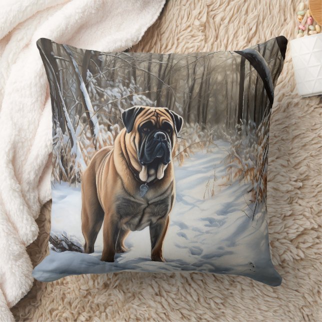Coussin Bullmastiff Qu'il neige Noël (Couverture)