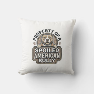 Coussin Bully Américain gâté dessin de gravure vintage_1