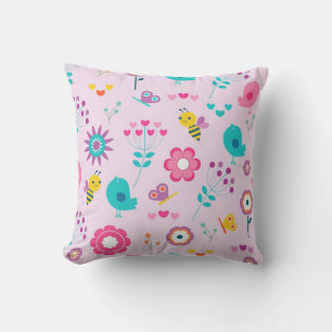 Coussin Bumble abeilles, fleurs et papillons