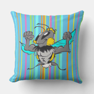 Coussin Bumble Bee Cartoon Stripes Motif Jeu d'oreiller