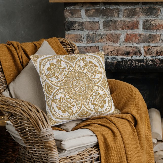 Coussin Bumble Bee Mandala Choisissez votre couleur (Créateur téléchargé)