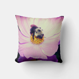 Coussin Bumble Bee On Rose Cosmos Flower Close Up