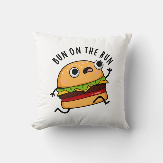 Coussin Bun Sur La Course Funny Burger Pun (Recto)