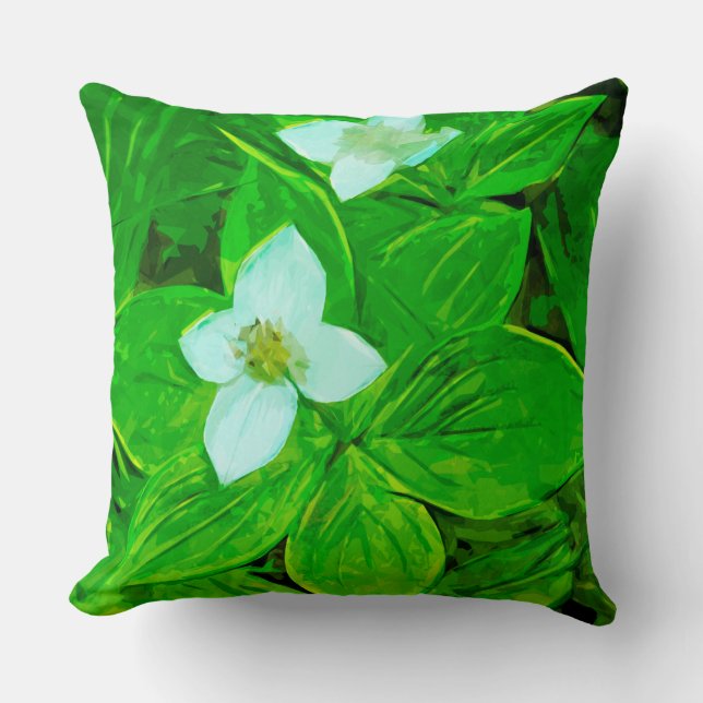 Coussin Bunchberry White Fleur sauvage Impressionnisme Abs (Recto)