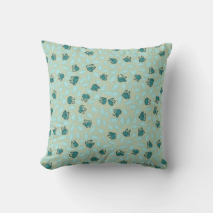 Coussin Bunnies Bleus Pastel et Carottes Bleues Ciel sur C