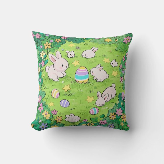 Coussin Bunnies colorés de Pâques (Recto)