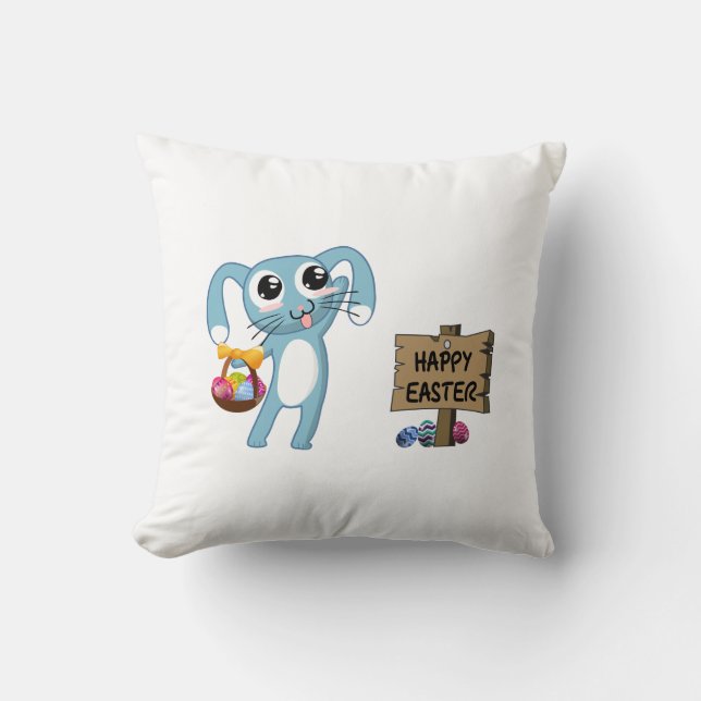 Coussin Bunny de Pâques souhaite Joyeux Pâques (Recto)