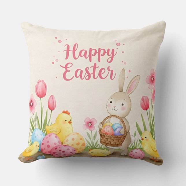 Coussin Bunny et Chicks, collection par Natasha Us (Recto)