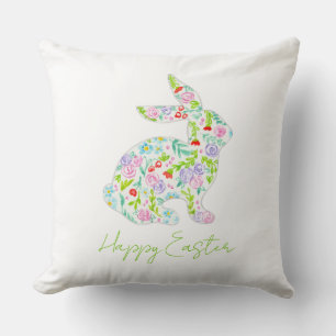 Coussin Bunny floral HAPPY EASTER Printemps coloré amusant