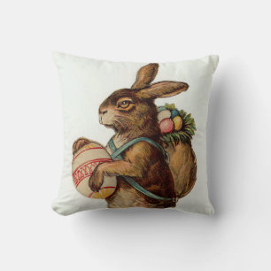 Coussin Bunny vintage de Pâques avec oeufs
