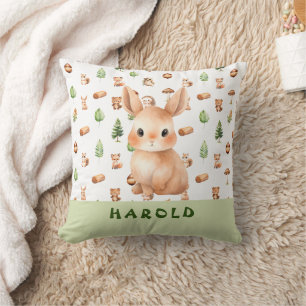 Coussin Bunny Woodland Animaux Motif Baby Boy Nursery