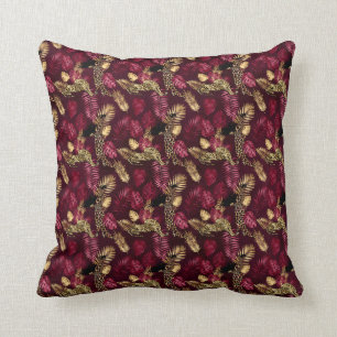 Coussin Burgundy and Gold Leopard Series Design 12