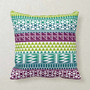 Coussin Burgundy Aqua Géométrique Aztec Tribal Imprimer Mo