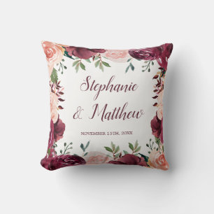 Coussin Burgundy Blush FlorMariage de automne