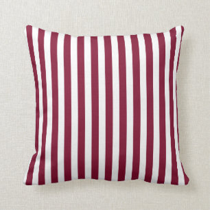 Coussin Burgundy et blanc rayures de bonbons