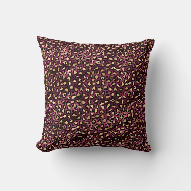 Coussin Burgundy et Gold Leopard Series Design 1 (Recto)