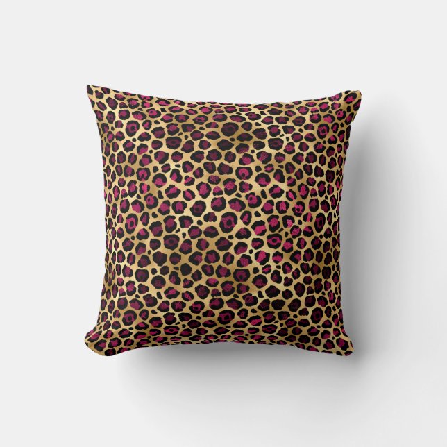 Coussin Burgundy et Gold Leopard Series Design 2 (Recto)