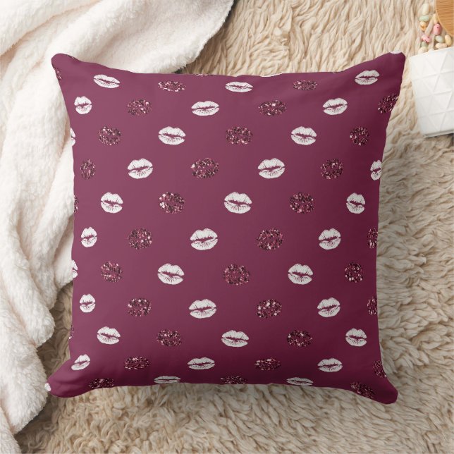Coussin Burgundy rose Parties scintillant rouge blanc Bais (Couverture)