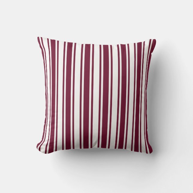 Coussin Burgundy rouge et blanc bonbons rayures (Recto)