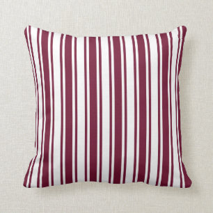 Coussin Burgundy rouge et blanc bonbons rayures