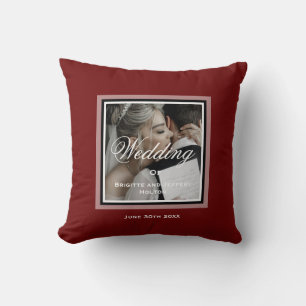Coussin Burgundy rouge personnalisable photo mariage