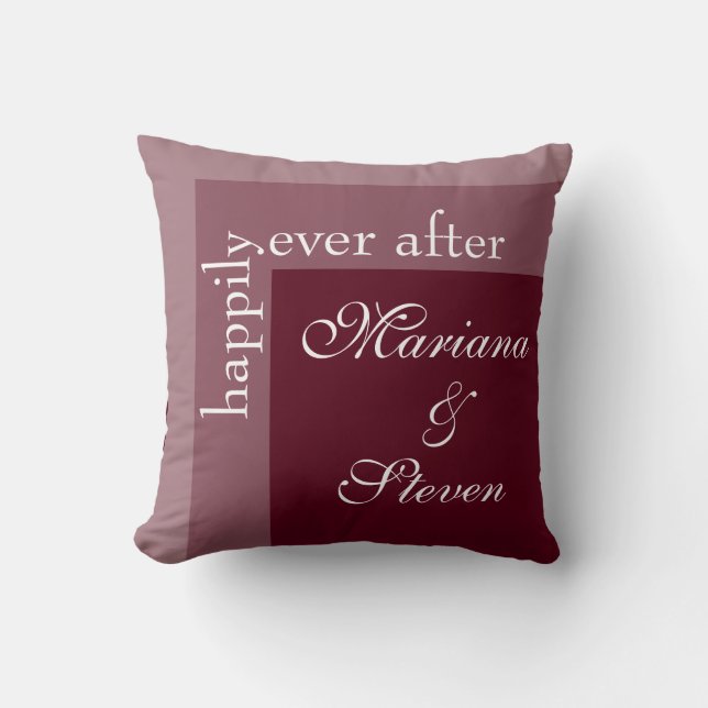 Coussin Burgundy Simple Moderne Mariage de script chic (Recto)