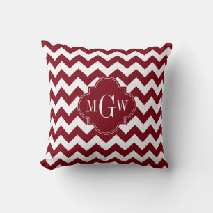 Coussin Burgundy Wht Chevron Burgundy