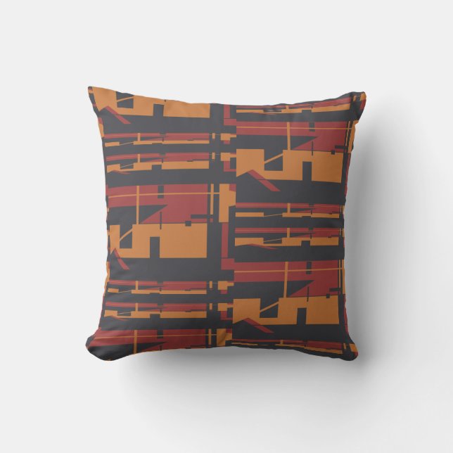 Coussin Burgunge Orange Noir Inneven Southwest Art Look (Recto)