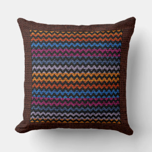 Coussin Burlap Couleur Chevron Brown moderne frontière
