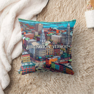 Coussin Burlington, Vermont Comic Style Art