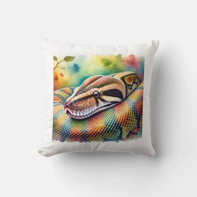 Coussin Burmese Python in Watercolor 140624AREF108 - Water (Recto)