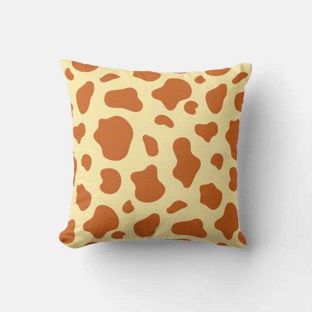 Coussin Burnt Orange and Light Yellow Cow Print Decorative (Recto)