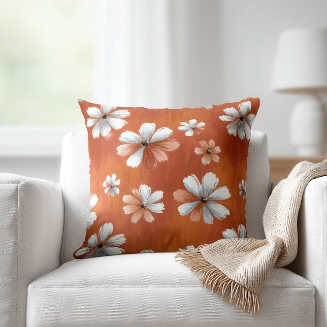 Coussin Burnt Orange Floral (Créateur téléchargé)