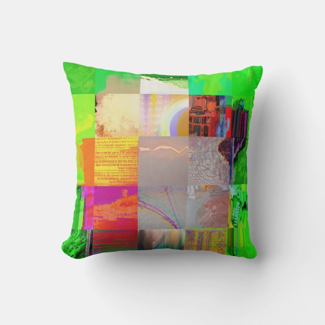Coussin Bus 1521 Abstrait Glitch Art Cyberpunk Grille  (Recto)