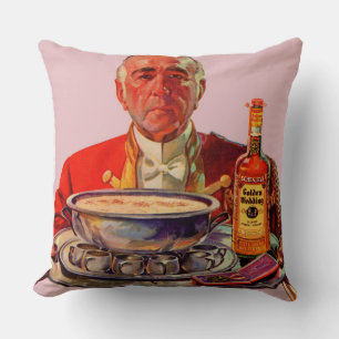 Coussin Butler 1937 avec plateau et whiskey Mariage doré