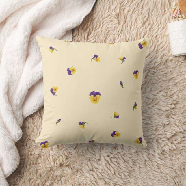 Coussin Butter Cream Yellow Purple Viola Floral Pattern (Couverture)