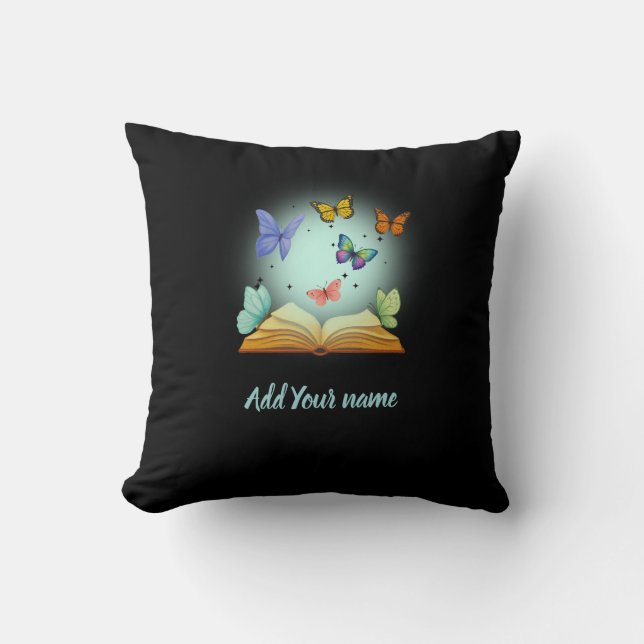 Coussin Butterflies in Book Throw Pillow (Recto)