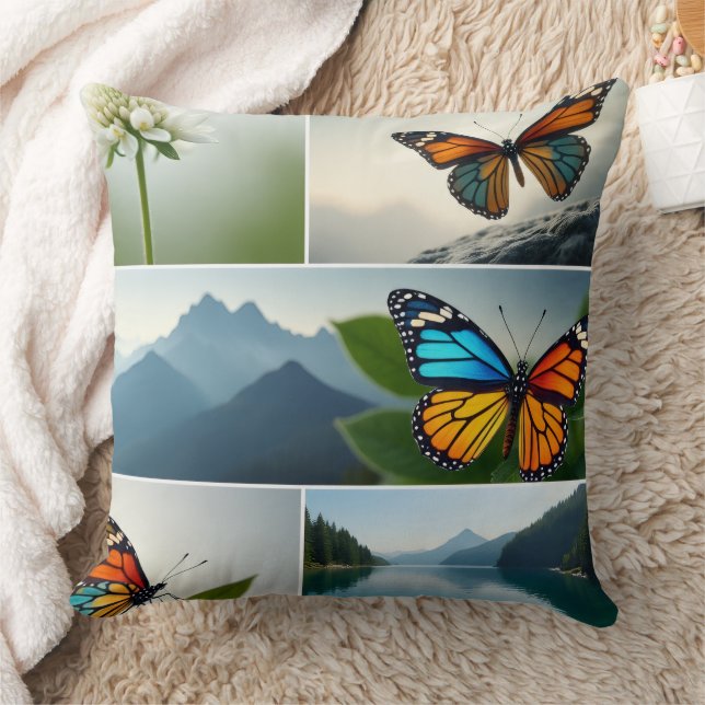 Coussin Butterflies, Mountains, and Lakes (Couverture)