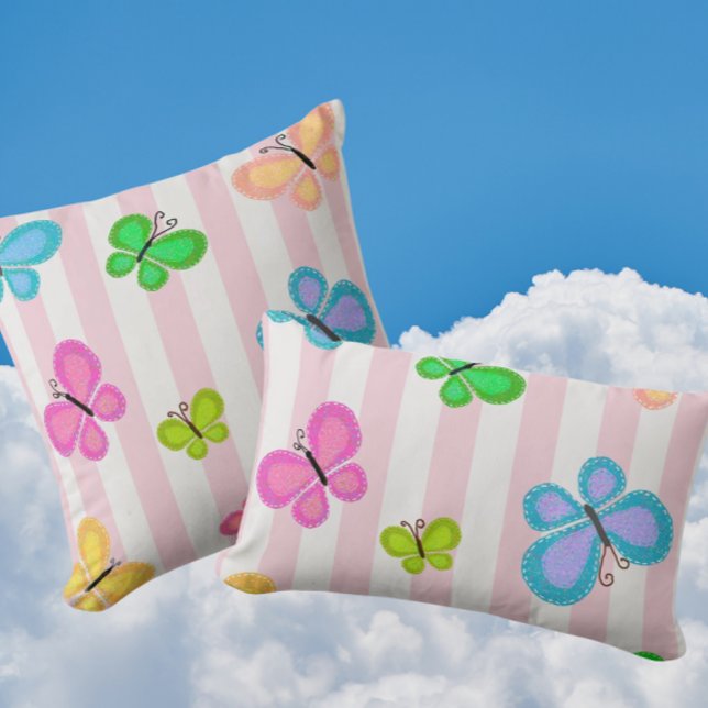 Coussin Butterfly Dreams Pink Stripe (So sweet and feminine!)