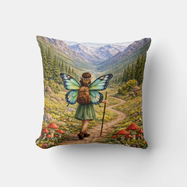 Coussin Butterfly Fairy Mountain Hiker | Fairycore Flower (Recto)